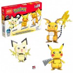 Figurine Pokemon MEGA Construx - 621 pièces - 13cm - TRIO EVOLUTION  5Pichu, Pikachu, Raichu)°