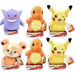 Peluche Pokemon Lot de 6 Peluches Pokemon (2x Pikachu, 2x Salamche, Teddiursa, Ectoplasma) - 25cm environ