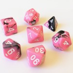 Ds  16mm - Role Playing Dice Set - Marbr Rose / Noir
