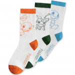 Mode Pokemon 3 paires de Chaussettes BLANCHES - ETE - POKEMON - TAILLE 39/42 (Salamche, Bulbizarre, Carapuce