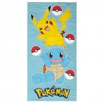 Mode Pokemon SERVIETTE DE PLAGE EN MICROFIBRE - PIKACHU ET CARAPUCE VERSION 1 bleu clair (140 x70cm)