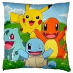 Peluche Pokemon COUSSIN DOUBLE FACE PIKACHU ET STARTER   (40x40cm)