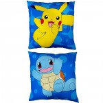 Peluche Pokemon COUSSIN DOUBLE FACE PIKACHU ET CARAPUCE  (40x40cm)