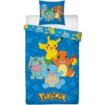Mode Pokemon PARURE DE LIT EN MICROFIBRE Pikachu et Starter (140x200cm + 63x63cm)