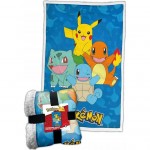 Mode Pokemon PLAID POKEMON FOUR POKEMON FOND BLEU (150 x100 cm)