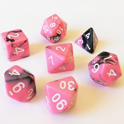 Ds 16mm - Role Playing Dice Set - Marbr Rose / Noir