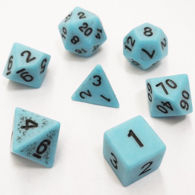 Ds 16mm - Role Playing Dice Set - Acrylic Ancient - Bleu