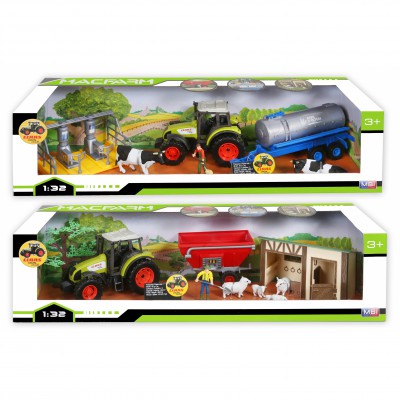 Coffret 2 Tracteurs CLAAS avec remorques + Bergerie et Traite (Lot de 2 diffrents)