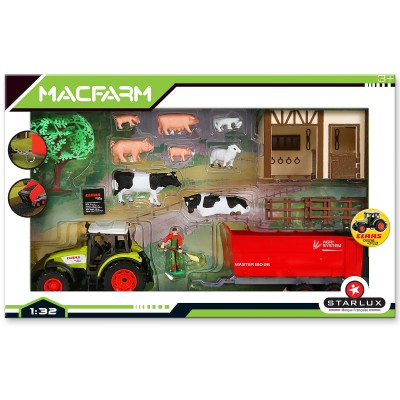 Coffret Tracteur CLAAS avec remorque +  Fermier et Animaux