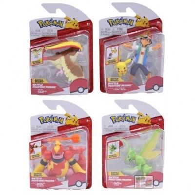Figurine LOT de 4 - Battle Figurine SET - SERIE 13 (Inscateur / Maganon / Sacha + Pikachu /Roucarnage )