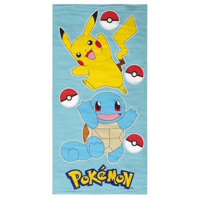 Mode SERVIETTE DE PLAGE EN MICROFIBRE - PIKACHU ET CARAPUCE VERSION 1 bleu clair (140 x70cm)