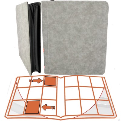 Portfolio POUR TOPLOADERS - ALBUM DELUXE ZIP - GRIS TEXTURE VELOUR - 20 pages de 9 cases (360 cartes recto-verso) - POUR TOPLOADERS