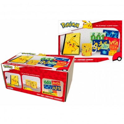 Coffret Coffret CAHIER A5 ultra-stylé Pikachu + MUG Pikachu + SET DE 5 CARTES POSTALES Format 14,8 x 10,5 cm