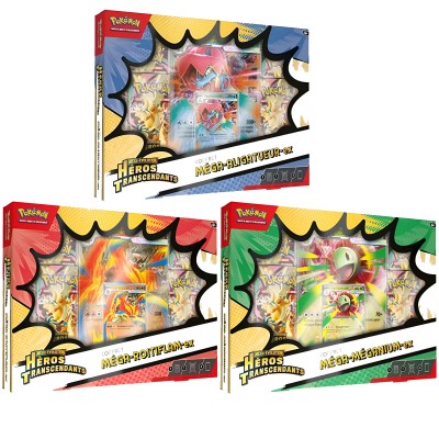 Coffret ME2.5 M�ga-�volution - H�ros Transcendants - 3 Coffrets (M�ga-Roitiflam-ex, M�ga-M�ganium-ex, M�ga-Aligatueur-ex)
