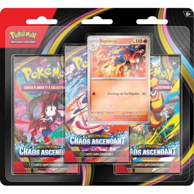 Blister de Tripack 3 Boosters - ME04 M�ga-�volution - Chaos Ascendant : Reptincel