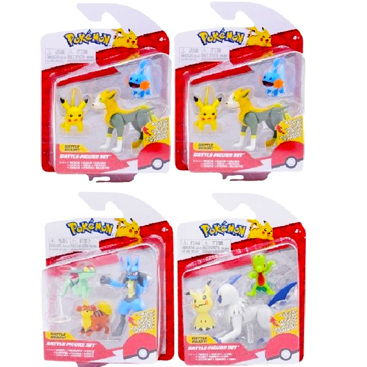 Dstrib - Figurine LOT de 4 - Battle Figurine SET - SERIE 12 (Fulgudog  x2/Lucario/Absol) Pokemon