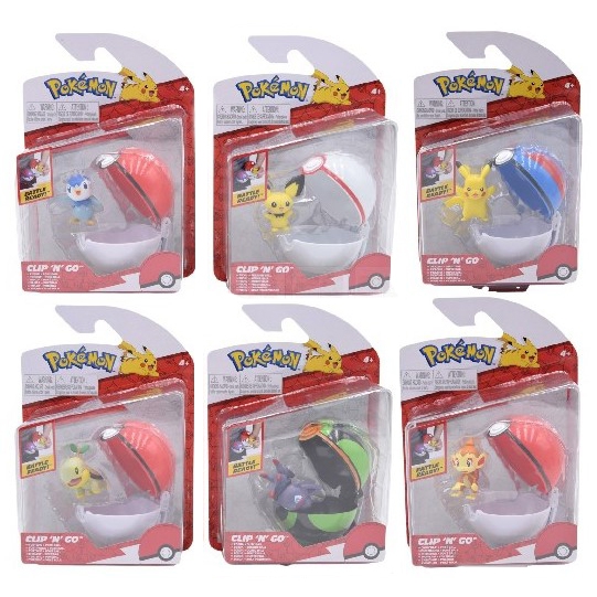 Dstrib - Figurine LOT de 6 - Clip N'Go - SERIE 11 (Ouisticram,  Pikachu,Tortipouss, Tiplouf, Zorua, Pichu) Pokemon