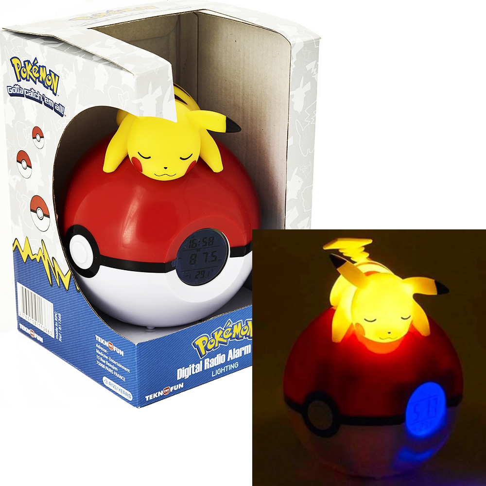 Réveil Pokemon Go à lumière changeante colorée, réveil avec Flash LED,  modèle Kawaii Pikachu, jouet pour